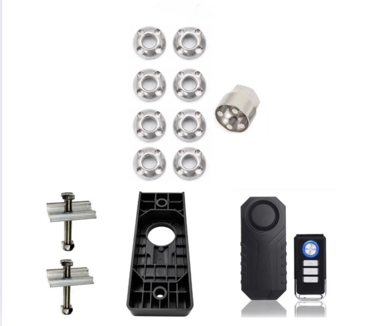 8 x M8 Fits TentBox/Roof Tent Anti-Theft Security Nuts And Alarm + Holder BUNDLE