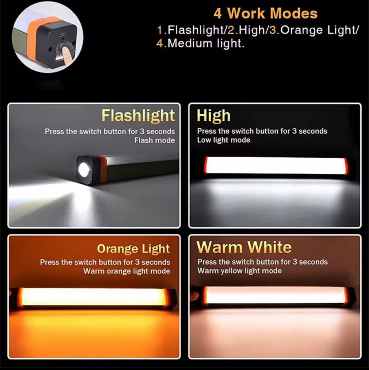 The Ultimate Roof Tent Camping Lightbar - 13” Long - Magnetic Fixing - USB Phone Charging Power Bank - 1 Year Warranty