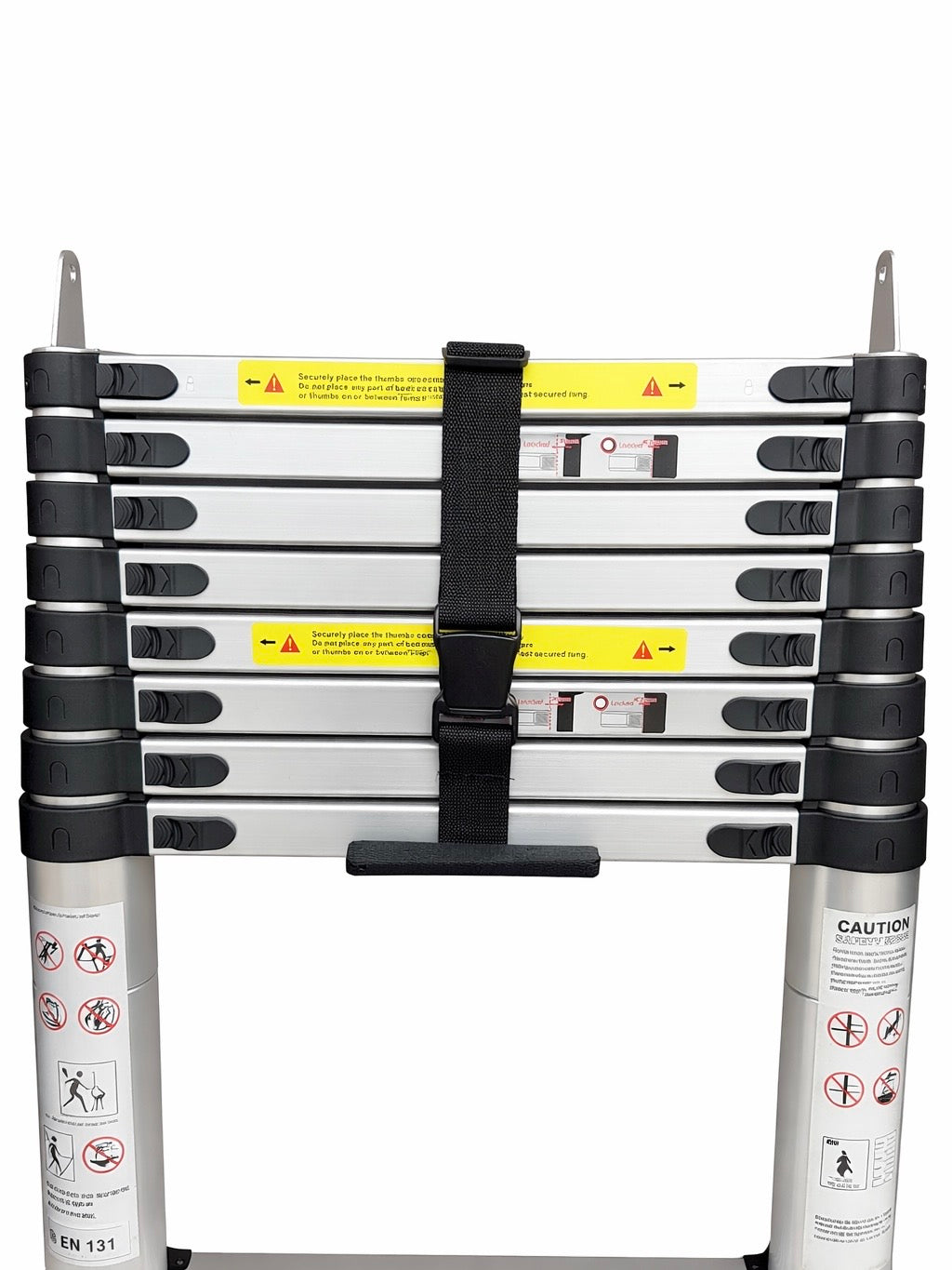 IN STOCK - 2.3/2.6M Extra Long Telescopic Ladders (Silver / Black)