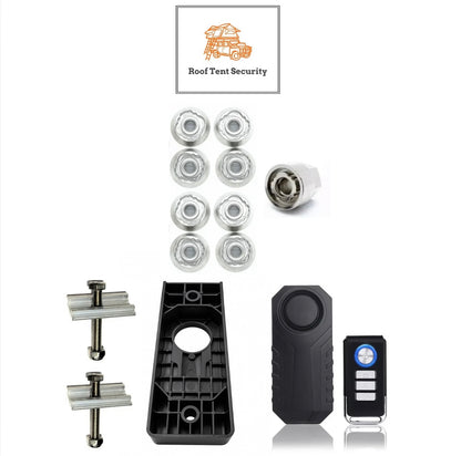 8 x M8 Fits TentBox/Roof Tent- Anti-Theft HIGH Security Nuts Tamperproof Lock Nut Set (8 x High Security Nuts + Alarm + Holder Ultimate Bundle)