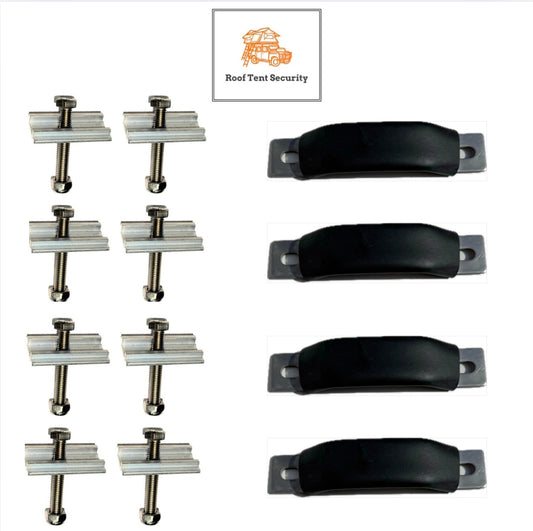 Entire Fixing Kit Designed for Tentbox Models 8x Fixing Rails, M8 Channel Bolts and Nyloc Nuts + 4 Fixing Handles
