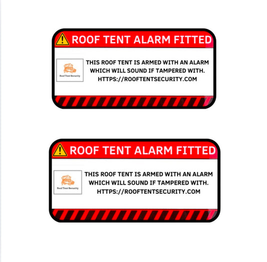2x Roof Tent Security Anti Theft Deterrent Adhesive Vinyl Sticker